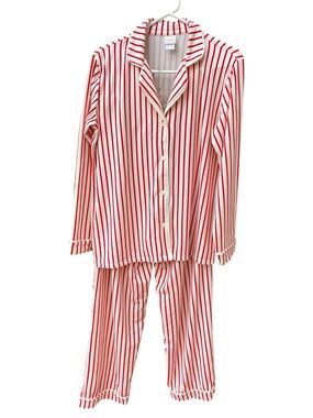 Hanna Andersson Wm’s HannaSoft™ Striped Pajama Set In Ribbon Red/Ecru Sz S